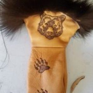 Yellow colored Bear trim gauntlet gloves