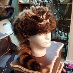 Racoon hat with face and tail for men