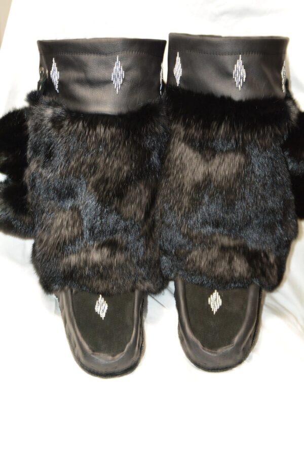Black colored women winter mukluks with fur